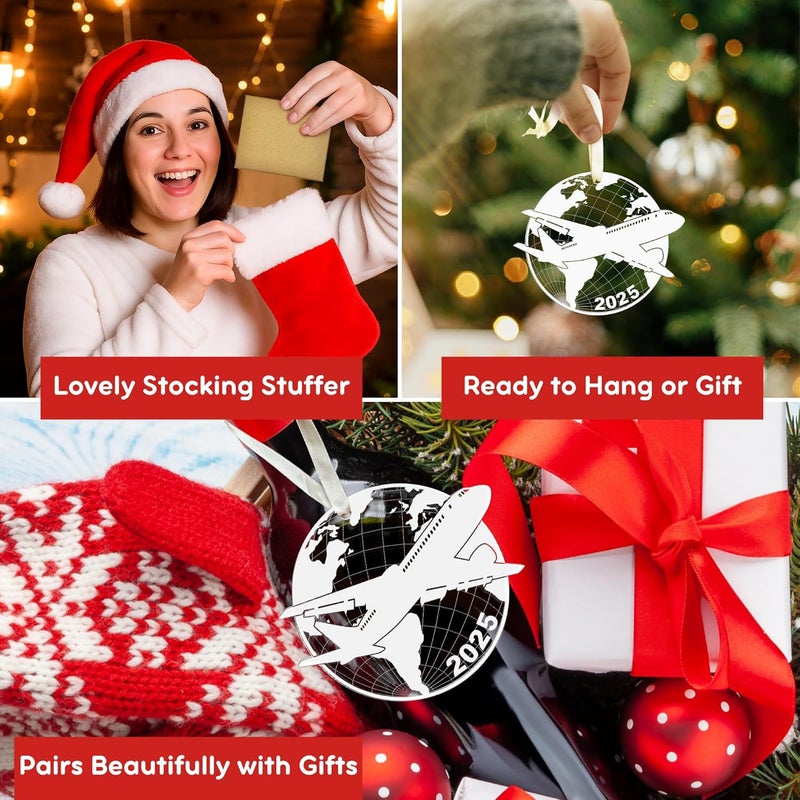 SUCHAGIFT Airplane Ornament - Pilot Gifts for Men - Airplane Ornaments for Christmas Tree, Plane Aviation Ornaments - Travel Gifts for Travelers, Airplane Lovers, Flight Attendant - Acrylic Ornament - Image 5